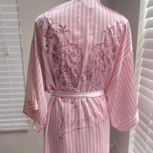 Pink and White satin Victoria’s Secret Butterfly Robe